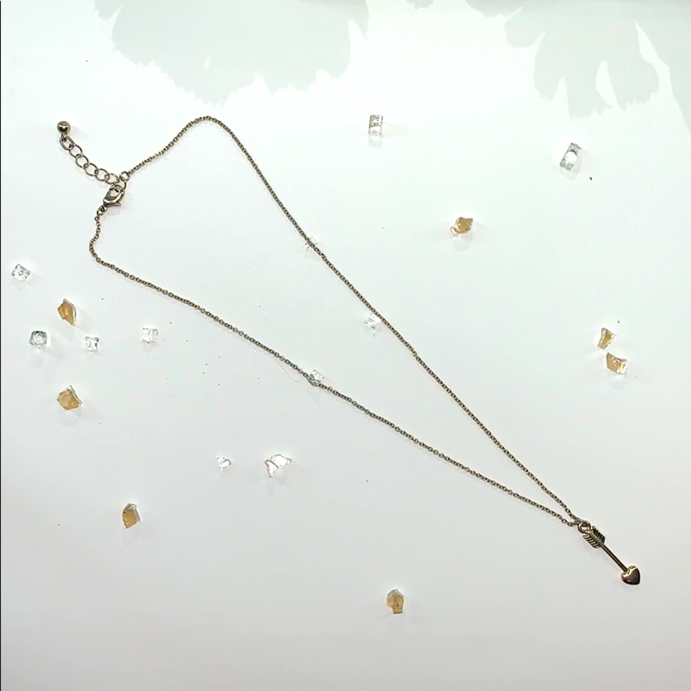 Gold Dainty Heart Arrow Charm Necklace